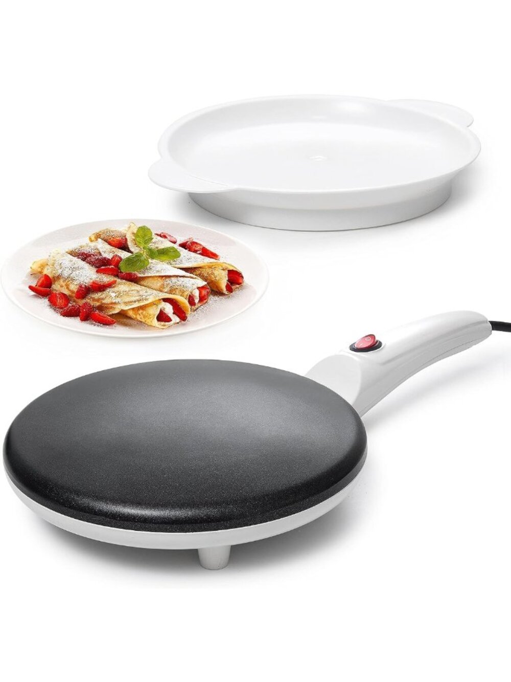 Portable Nonstick Crepe Maker - 8" Electric Pan for Easy Cooking & Breakfast